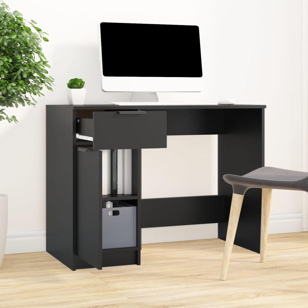 Desk Black 39.4"x19.7"x29.5" Engineered Wood. Picture 2