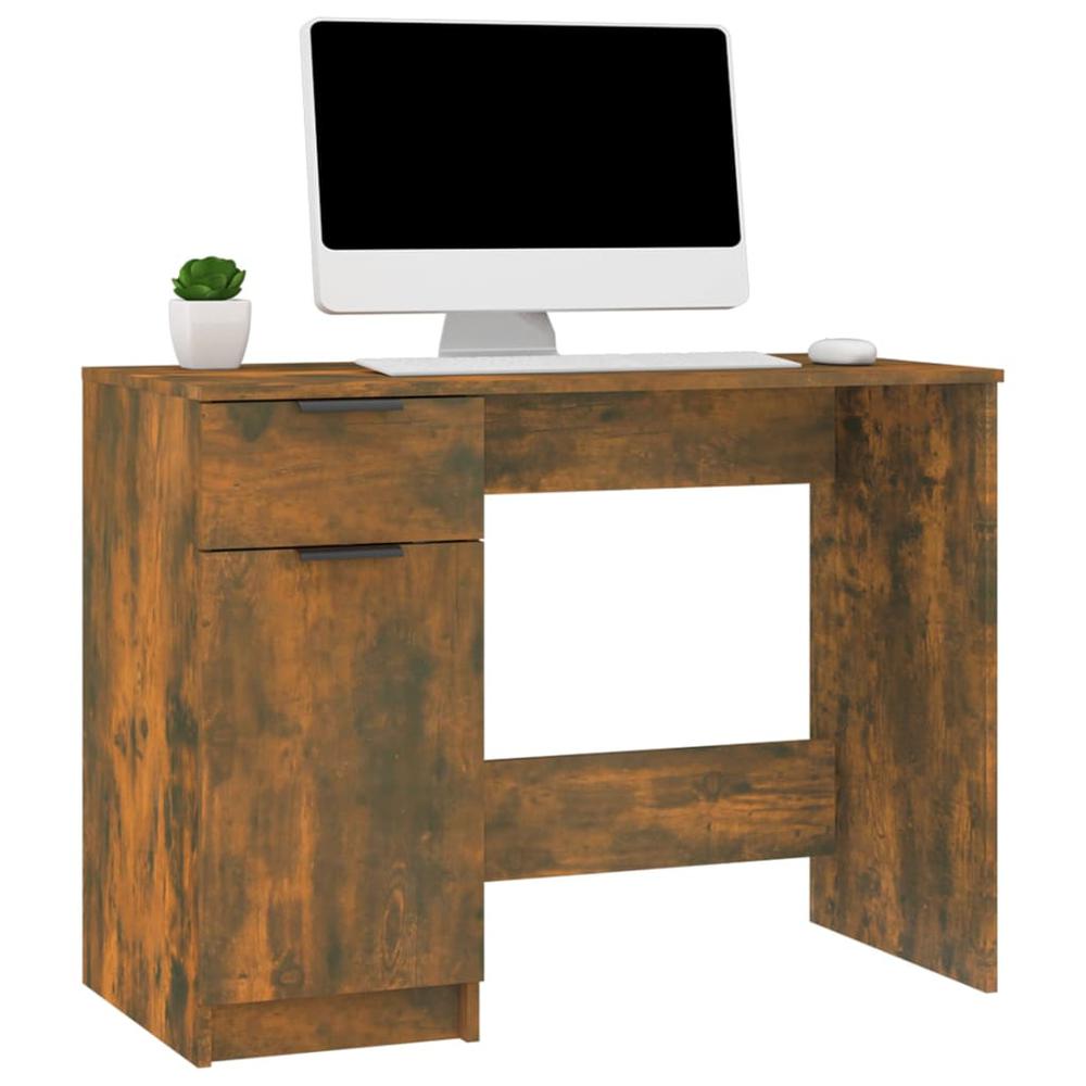 Desk Smoked Oak 39.4"x19.7"x29.5" Engineered Wood. Picture 3
