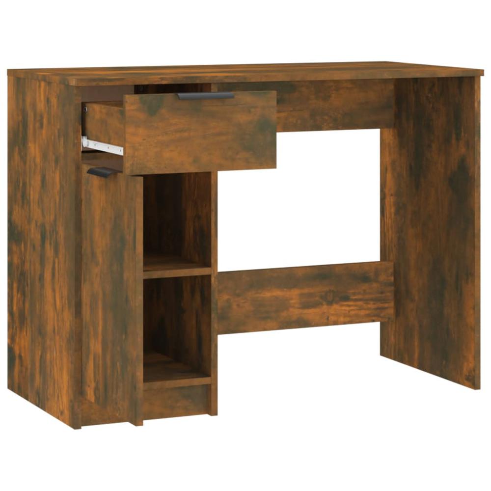 Desk Smoked Oak 39.4"x19.7"x29.5" Engineered Wood. Picture 6
