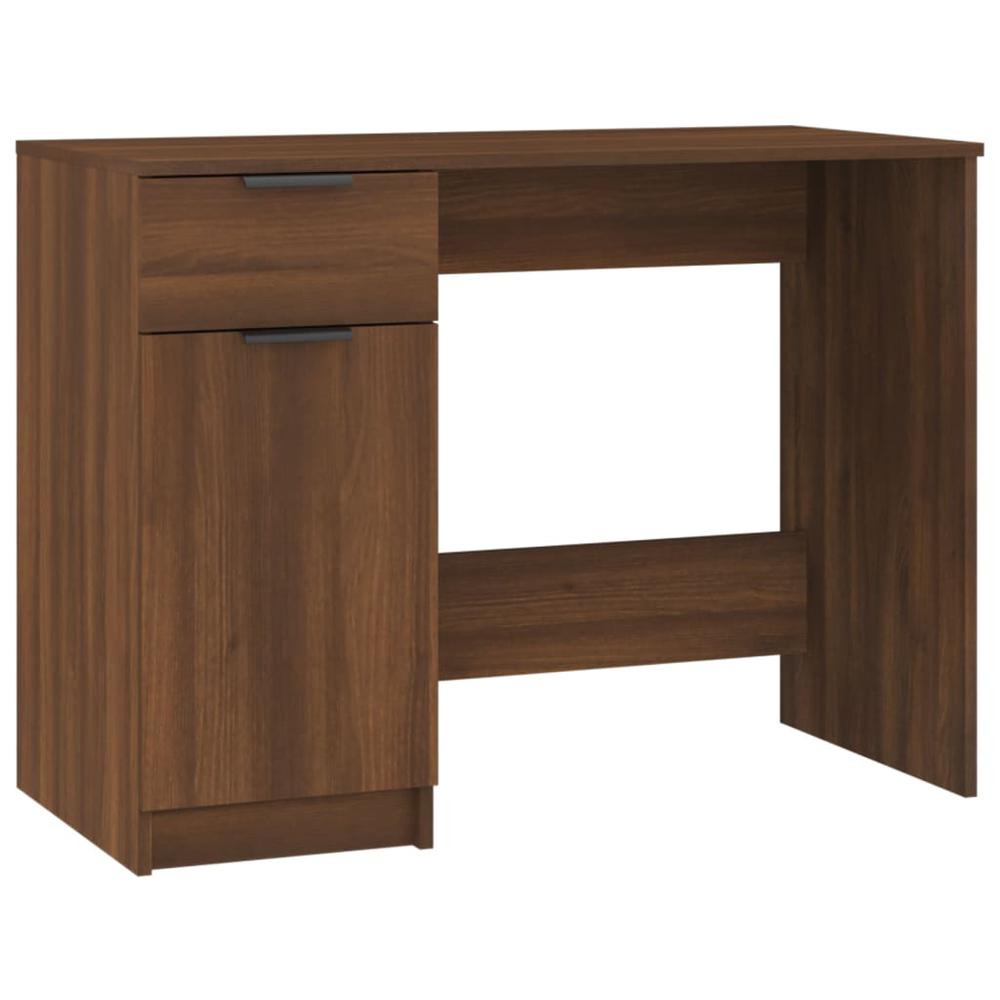 Desk Brown Oak 39.4"x19.7"x29.5" Engineered Wood. Picture 1