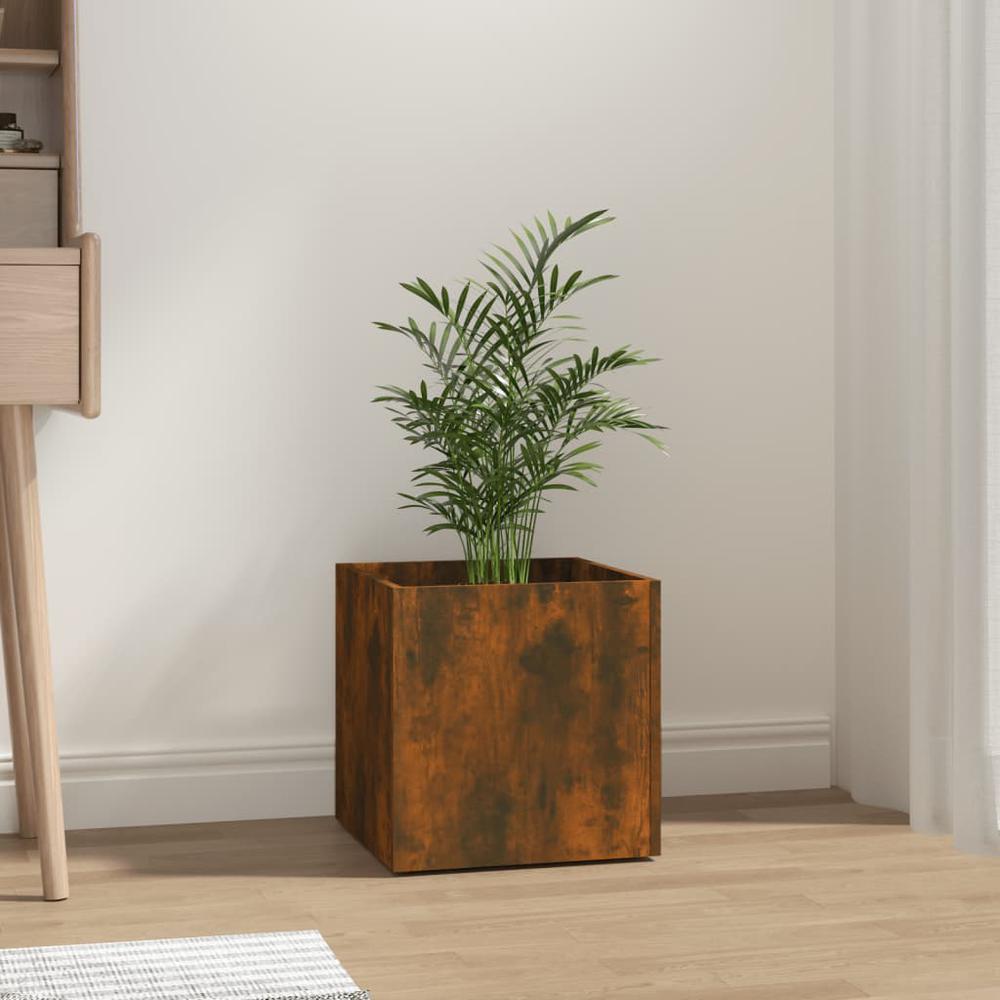 Planter Box Smoked Oak 15.7"x15.7"x15.7" Engineered Wood. Picture 2