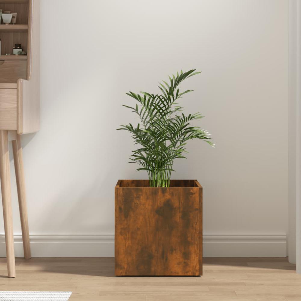 Planter Box Smoked Oak 15.7"x15.7"x15.7" Engineered Wood. Picture 5