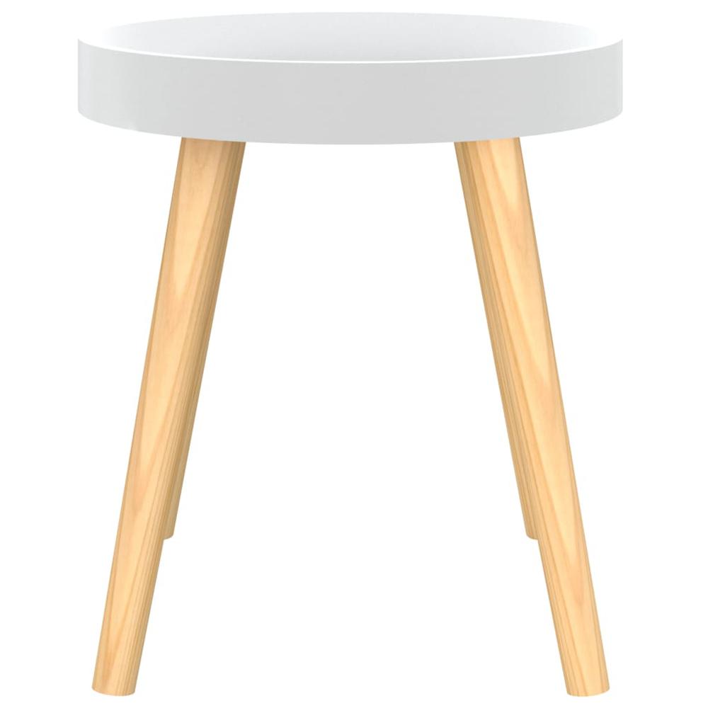 Side Table White 15"x15"x15.7" Engineered Wood&Solid Wood Pine. Picture 3