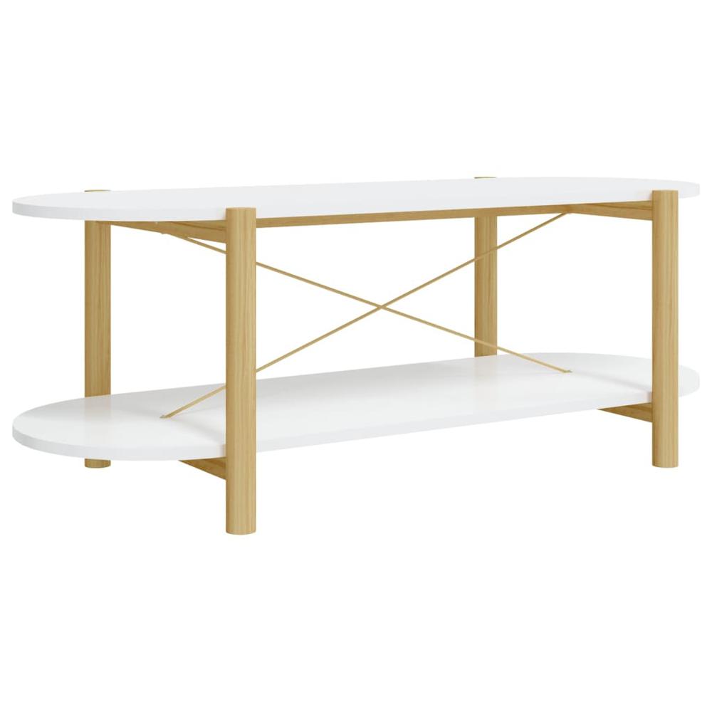 Coffee Table White 43.3"x18.9"x15.7" Engineered Wood. Picture 1