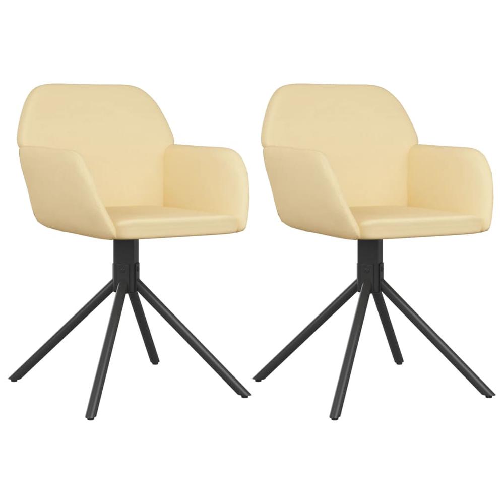 Swivel Dining Chairs 2 pcs Cream Velvet. Picture 1