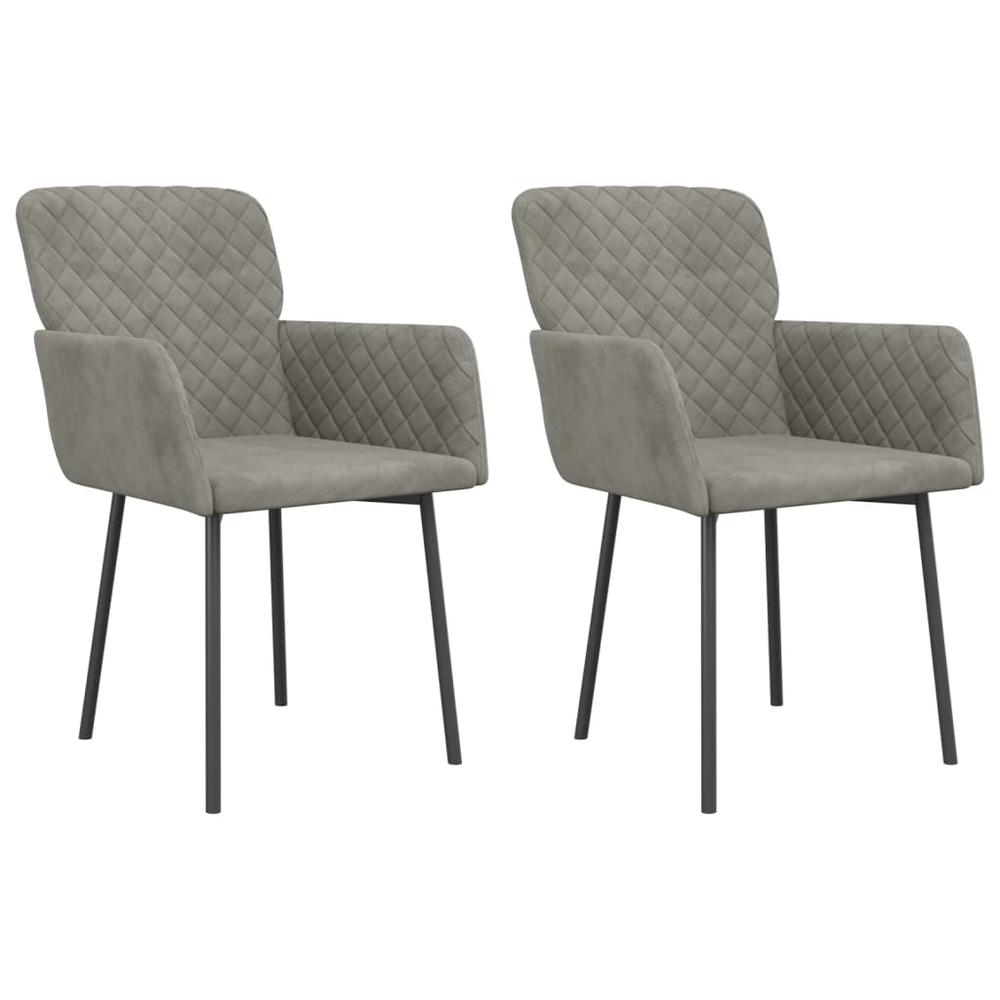 Dining Chairs 2 pcs Light Gray Velvet. Picture 1