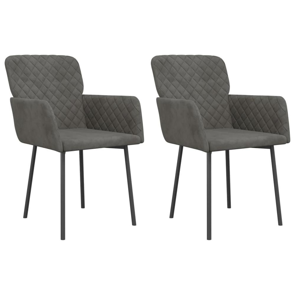 Dining Chairs 2 pcs Dark Gray Velvet. Picture 1