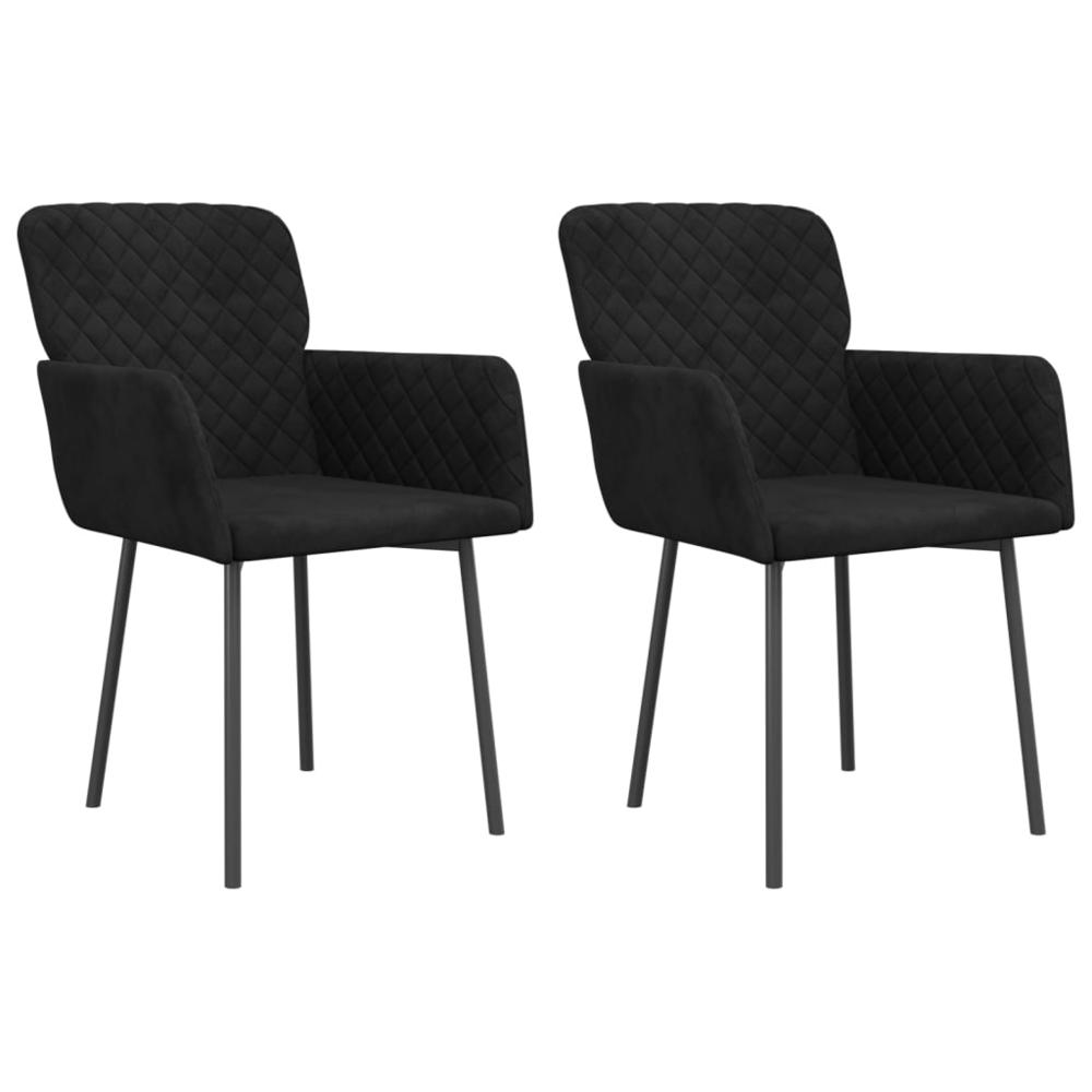 Dining Chairs 2 pcs Black Velvet. Picture 1