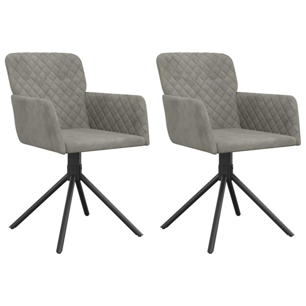 Swivel Dining Chairs 2 pcs Light Gray Velvet. Picture 1
