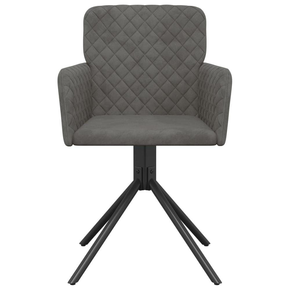 Swivel Dining Chairs 2 pcs Dark Gray Velvet. Picture 3