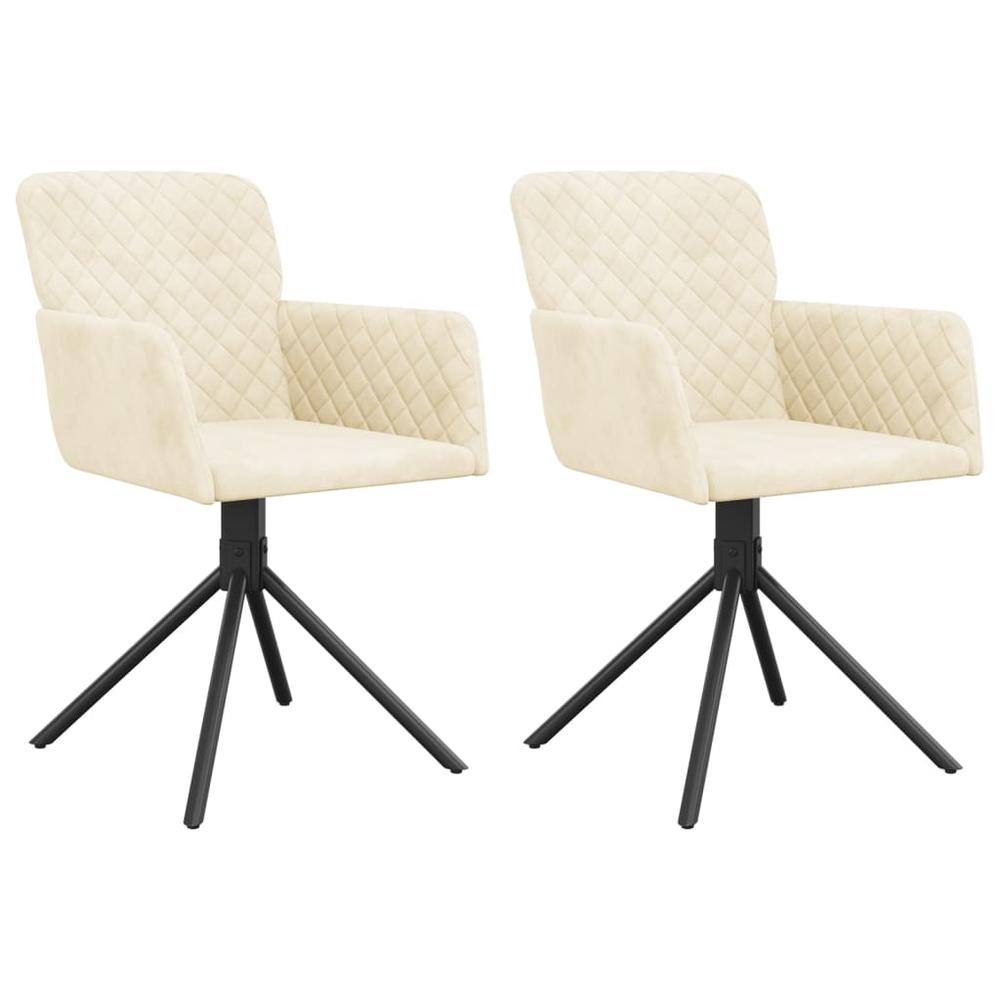 Swivel Dining Chairs 2 pcs Cream Velvet. Picture 1