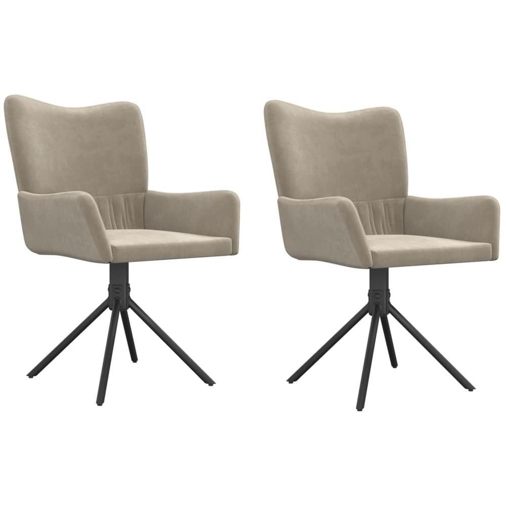 Swivel Dining Chairs 2 pcs Light Gray Velvet. Picture 1