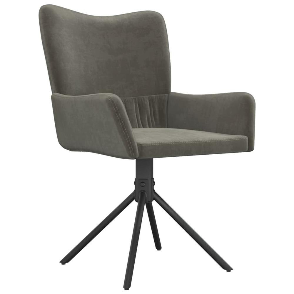 Swivel Dining Chairs 2 pcs Dark Gray Velvet. Picture 3