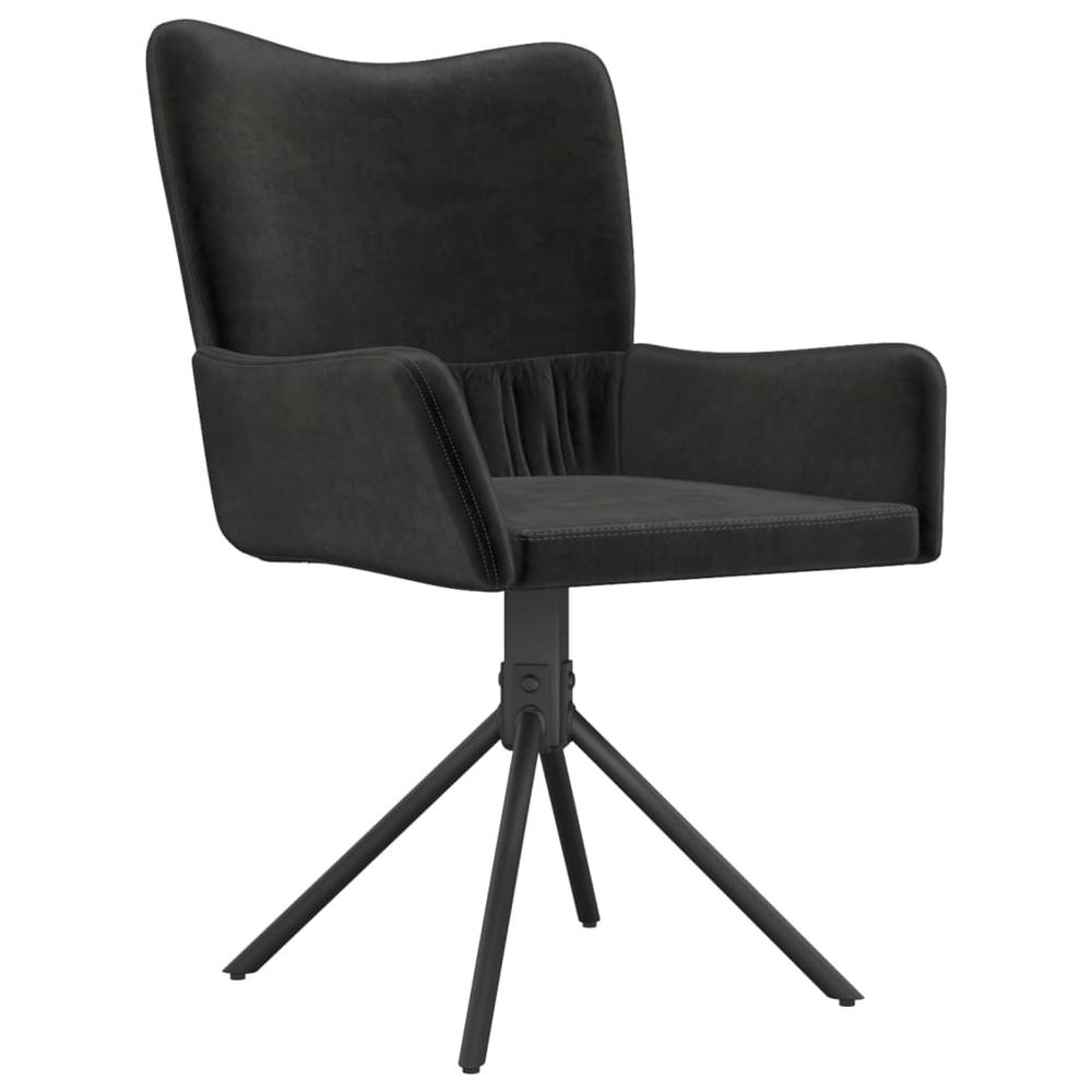 Swivel Dining Chairs 2 pcs Black Velvet. Picture 3