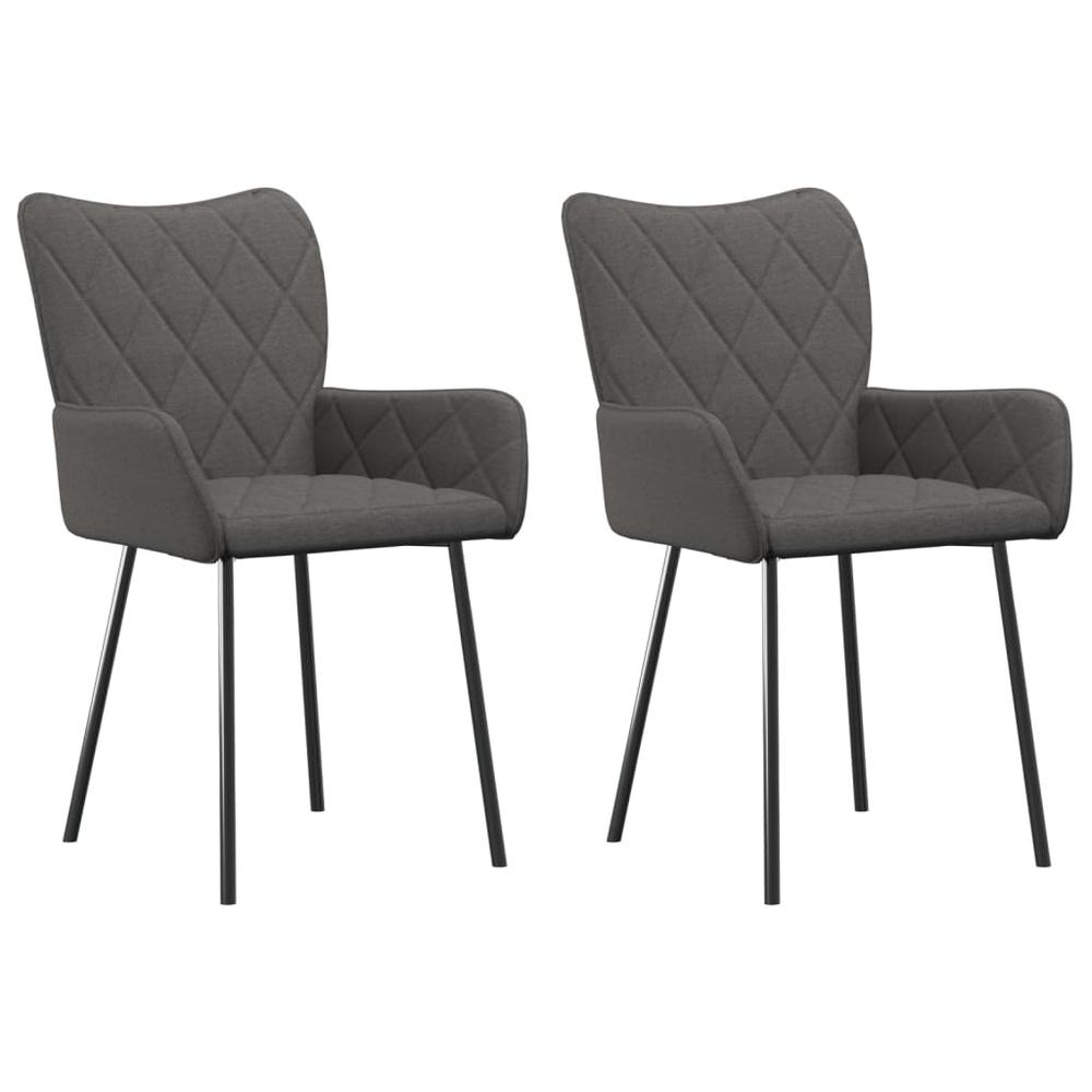 Dining Chairs 2 pcs Dark Gray Fabric. Picture 1