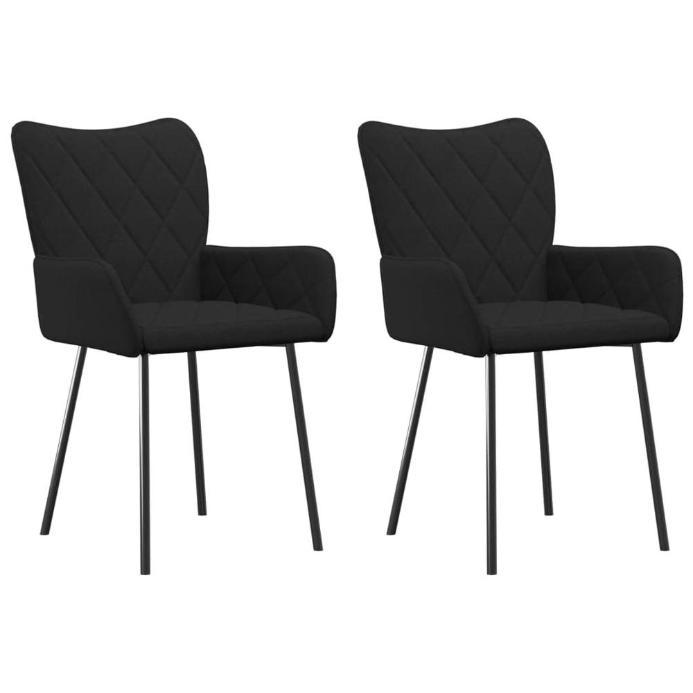 Dining Chairs 2 pcs Black Fabric. Picture 1