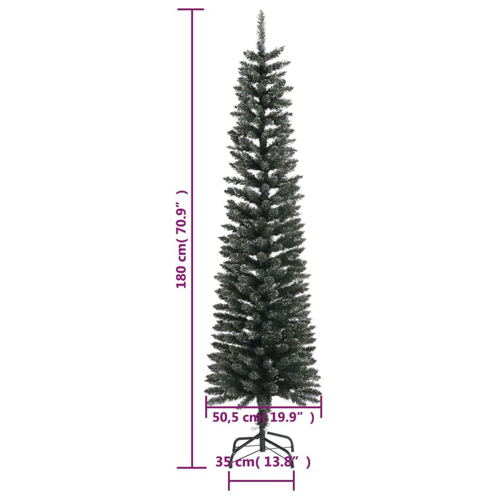 vidaXL Artificial Slim Christmas Tree with Stand Green 70.9" PVC. Picture 6