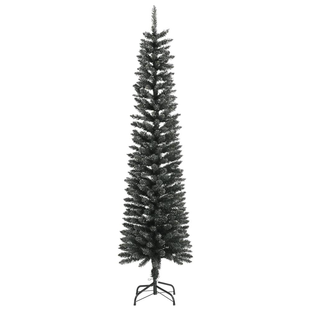 Artificial Slim Christmas Tree with Stand Green 7 ft PVC. Picture 1