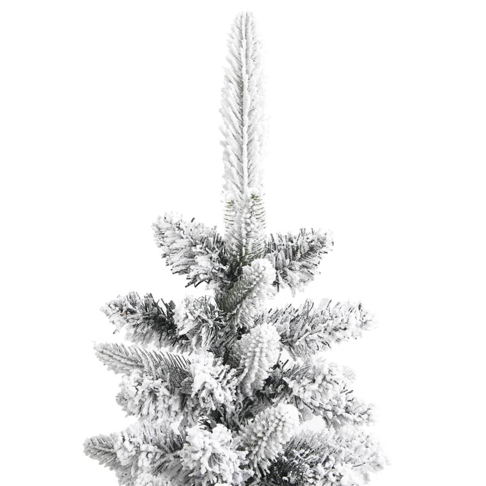 vidaXL Artificial Slim Christmas Tree with Flocked Snow 82.7" PVC&PE. Picture 5