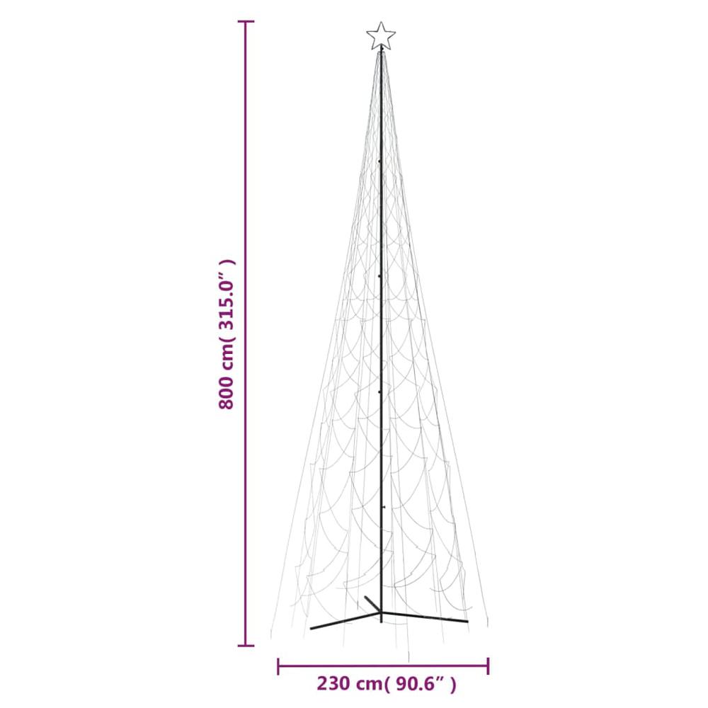 vidaXL Christmas Cone Tree Cold White 3000 LEDs 90.6"x315". Picture 9