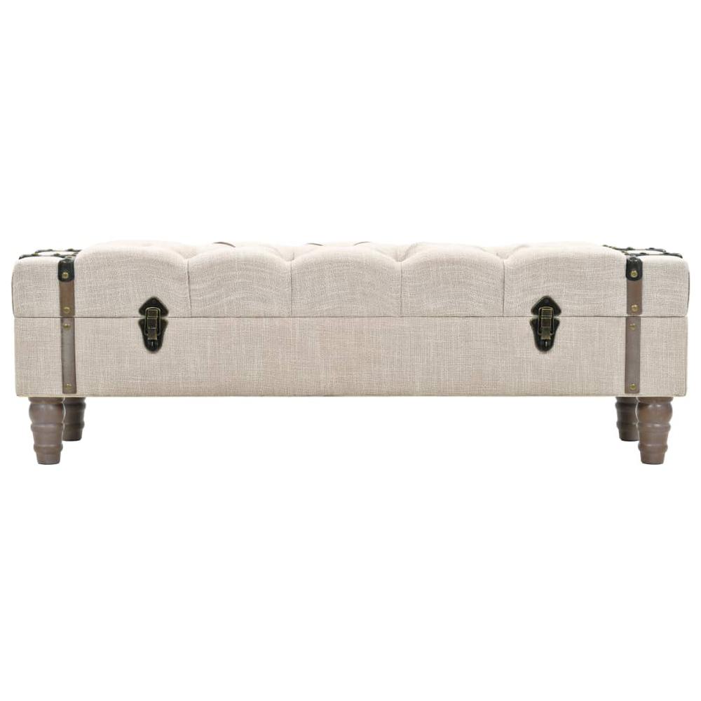 Storage Bench 43.7" Cream Solid Wood Fir&Fabric. Picture 1