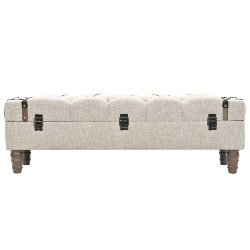 Storage Bench 43.7" Cream Solid Wood Fir&Fabric. Picture 3