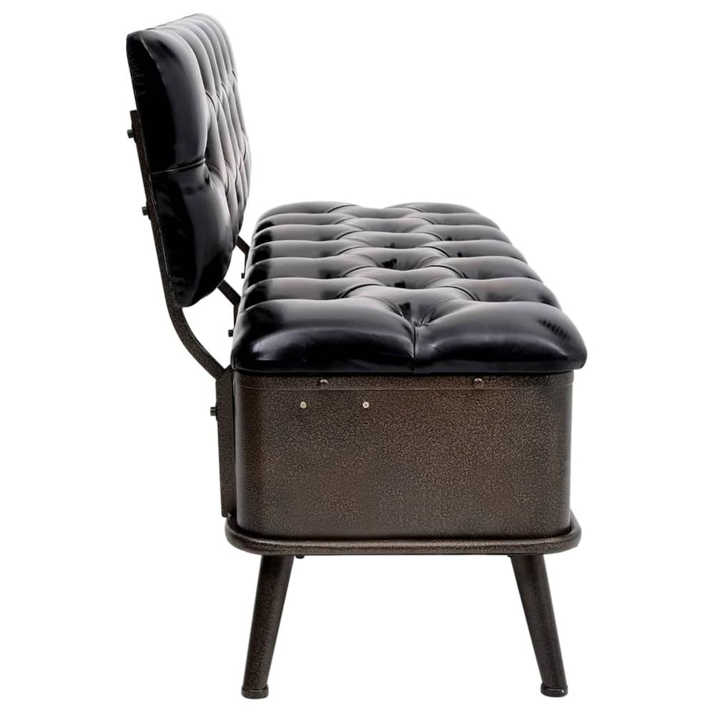 Storage Bench with Backrest 43.3" Black Faux Leather. Picture 3