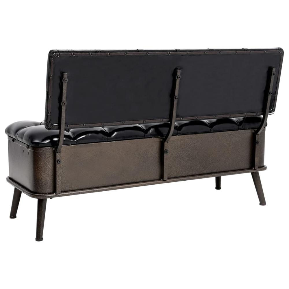 Storage Bench with Backrest 43.3" Black Faux Leather. Picture 4