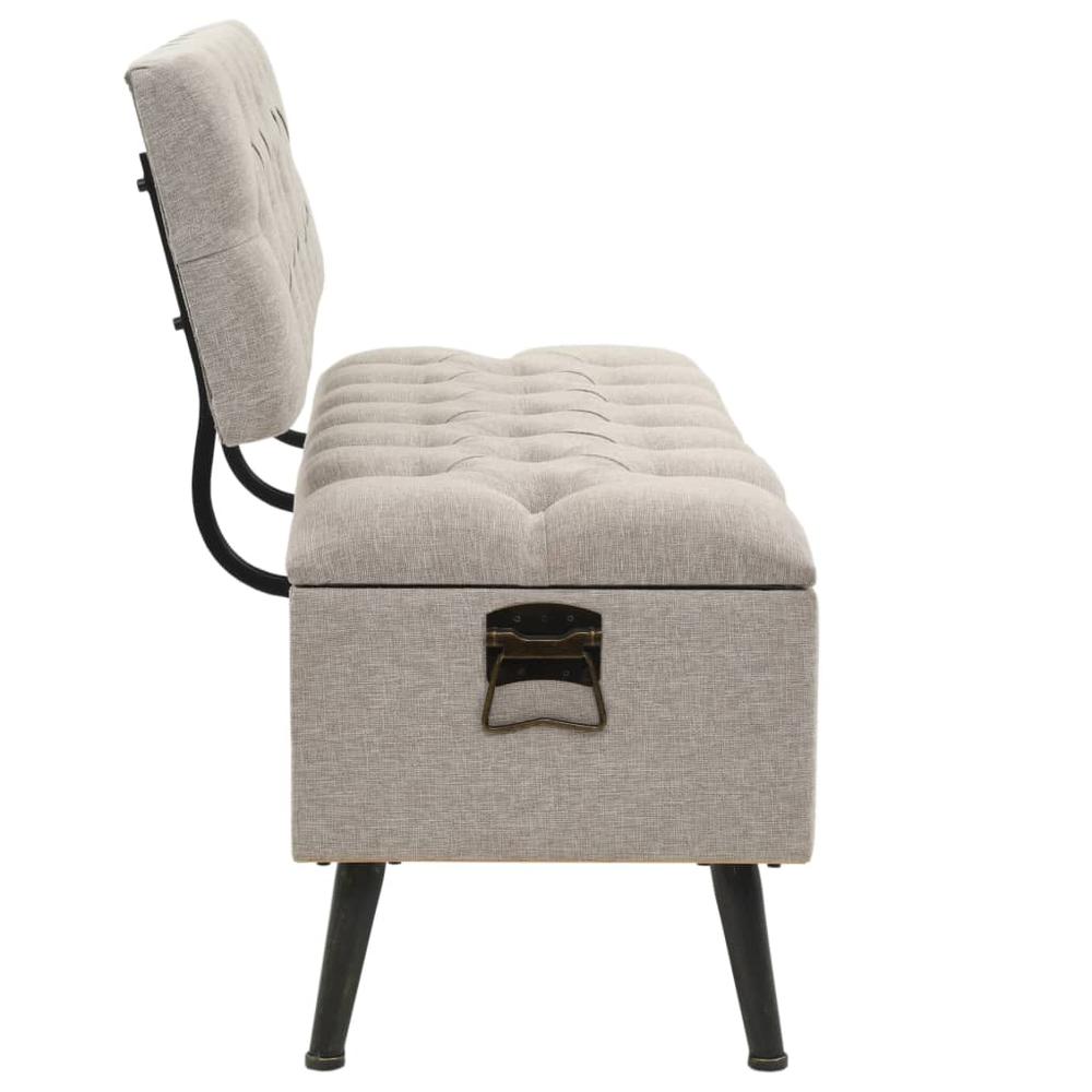 Storage Bench with Backrest 43.3" Cream Fabric. Picture 2