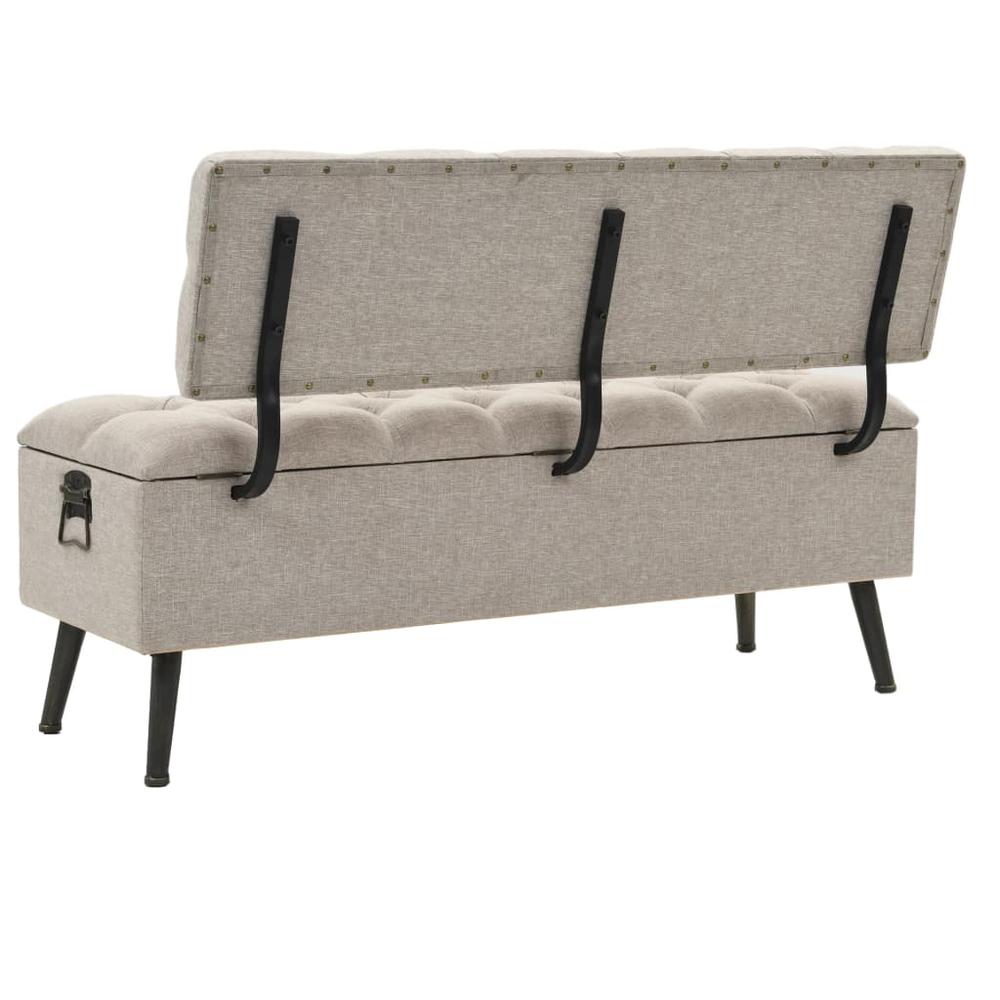 Storage Bench with Backrest 43.3" Cream Fabric. Picture 3