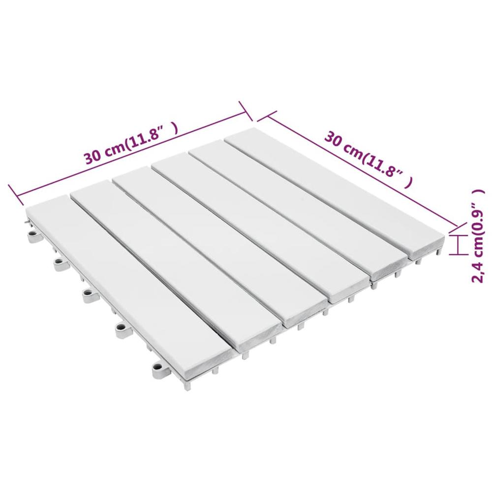 vidaXL Decking Tiles 20 pcs White 11.8"x11.8" Solid Wood Acacia, 3114662. Picture 6