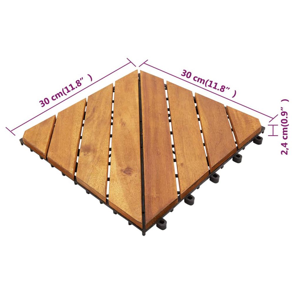 vidaXL Decking Tiles 20 pcs Brown 11.8"x11.8" Solid Wood Acacia. Picture 6