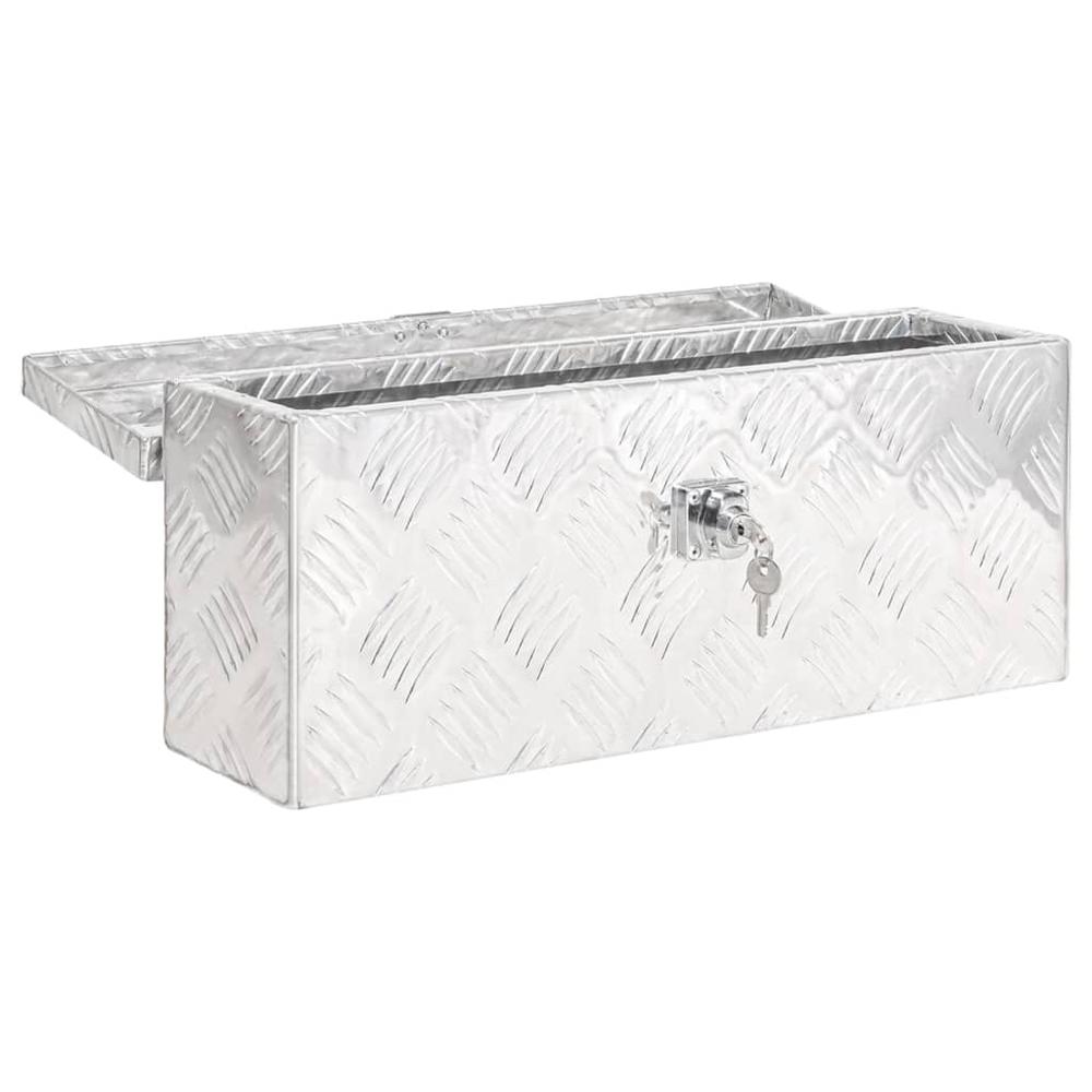 vidaXL Storage Box Silver 19.7"x8.1"x5.9" Aluminum. Picture 5