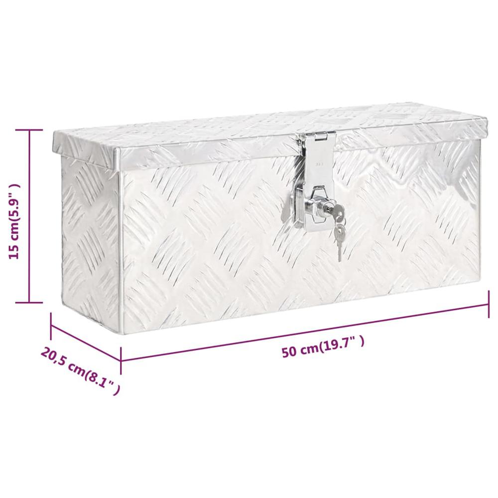 vidaXL Storage Box Silver 19.7"x8.1"x5.9" Aluminum. Picture 8