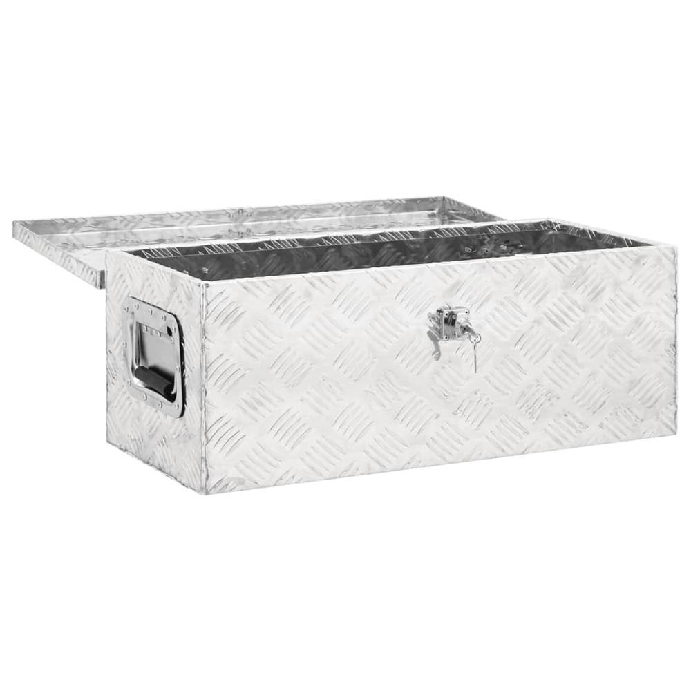 vidaXL Storage Box Silver 27.6"x12.2"x10.6" Aluminum. Picture 5