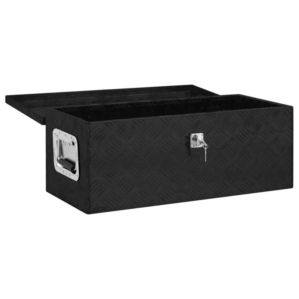 vidaXL Storage Box Black 27.6"x12.2"x10.6" Aluminum. Picture 5