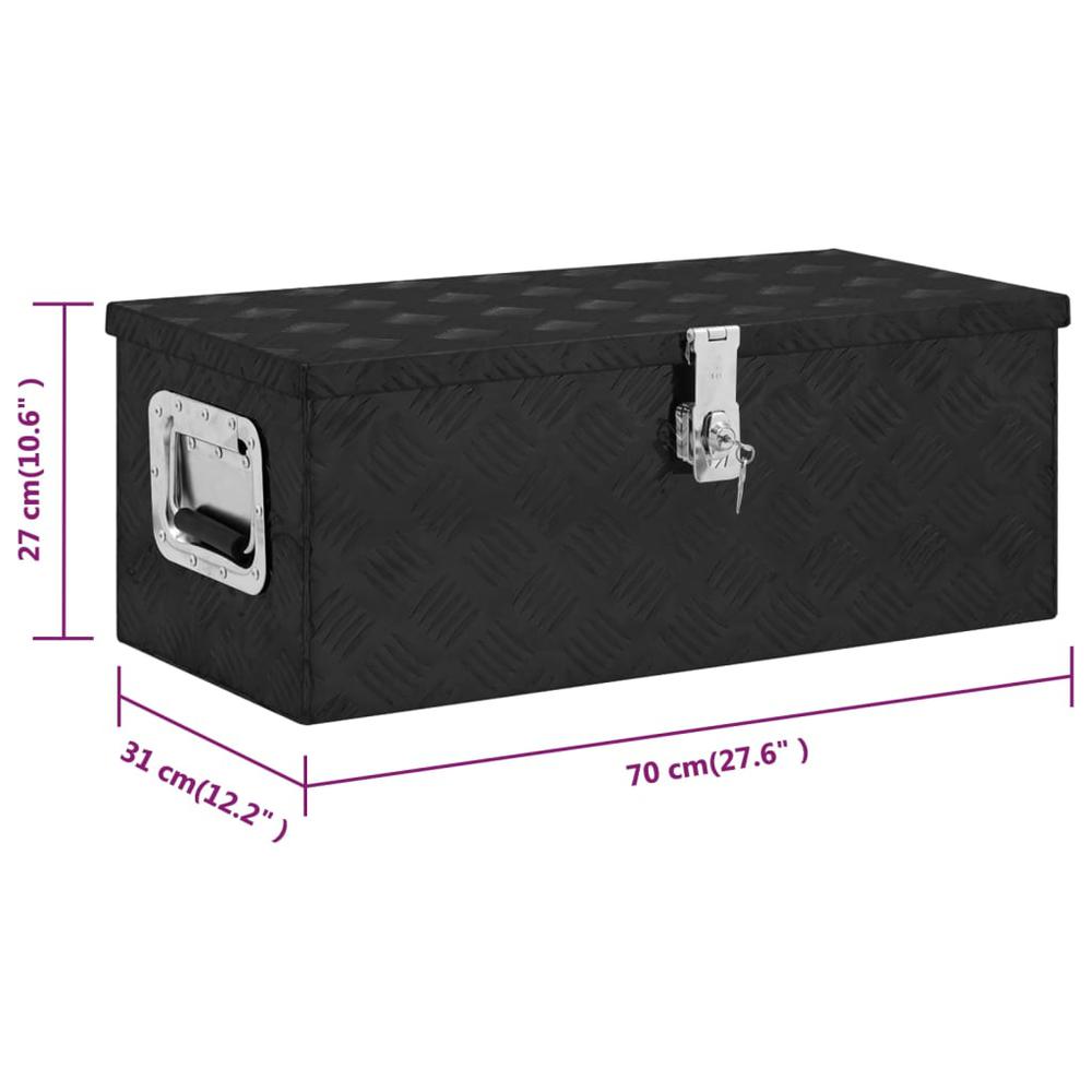 vidaXL Storage Box Black 27.6"x12.2"x10.6" Aluminum. Picture 8