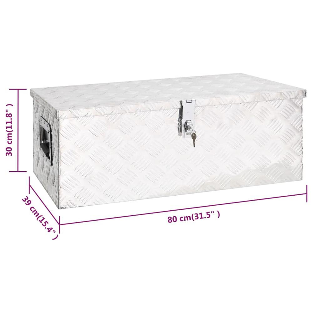 vidaXL Storage Box Silver 31.5"x15.4"x11.8" Aluminum. Picture 8