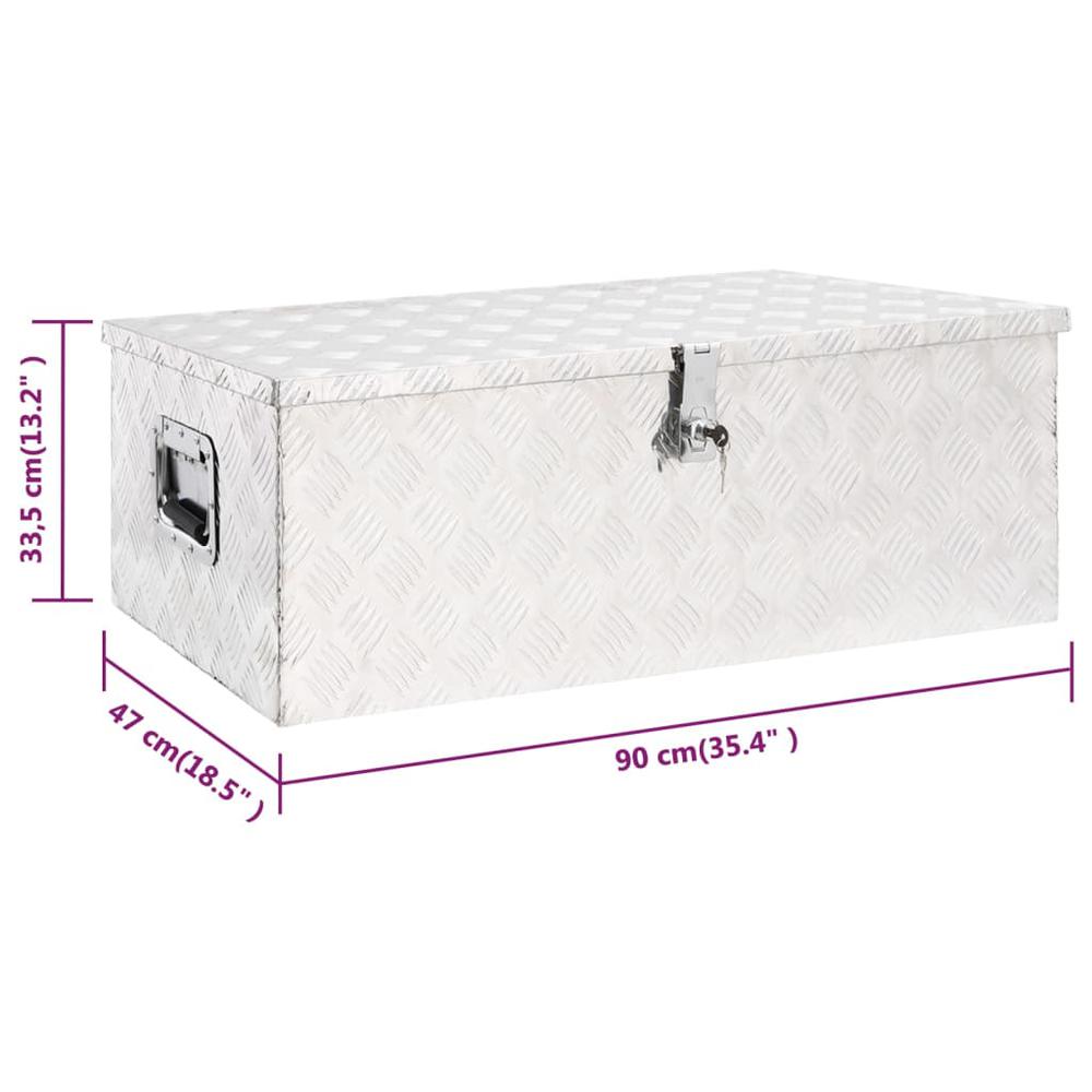 vidaXL Storage Box Silver 35.4"x18.5"x13.2" Aluminum. Picture 8