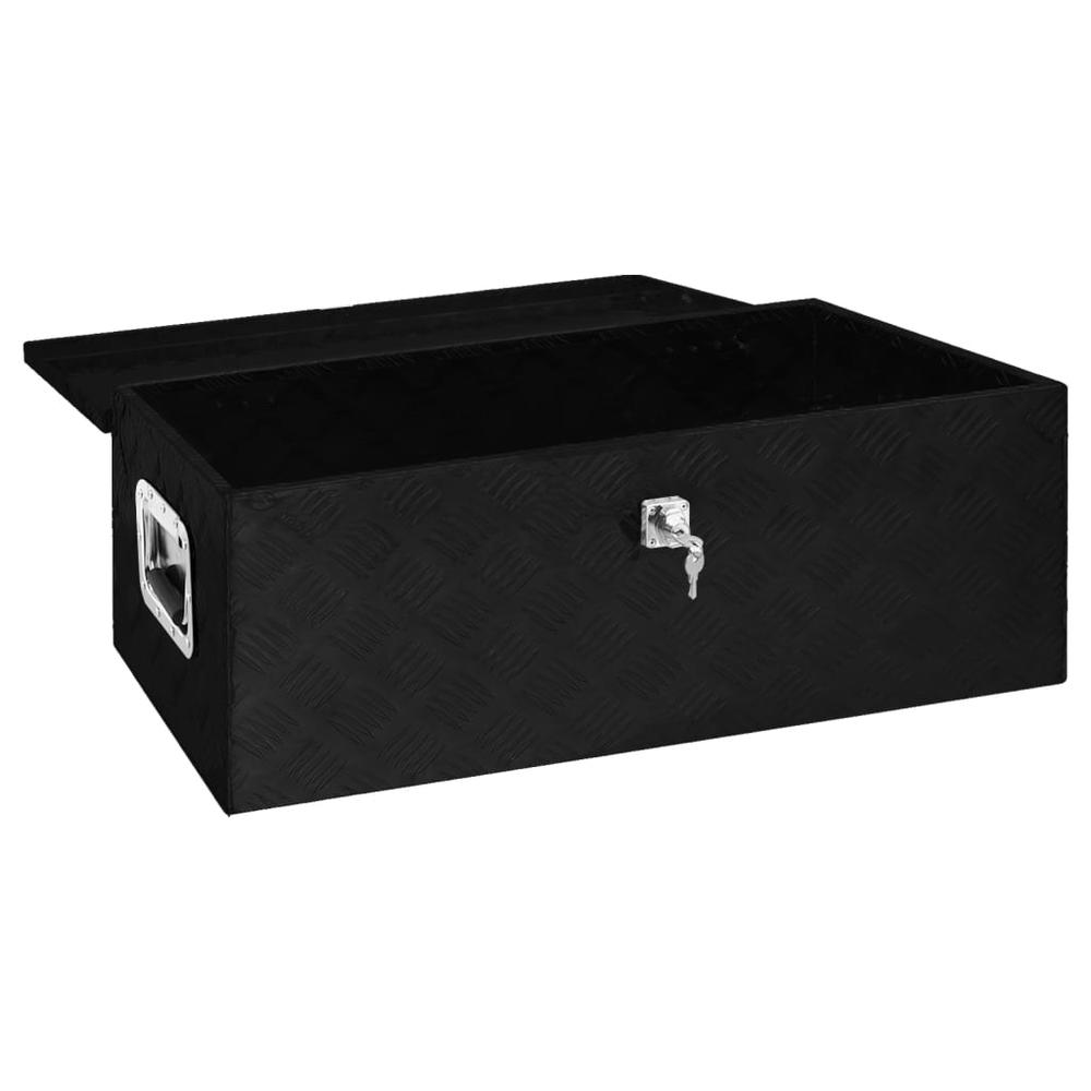 vidaXL Storage Box Black 35.4"x18.5"x13.2" Aluminum. Picture 5