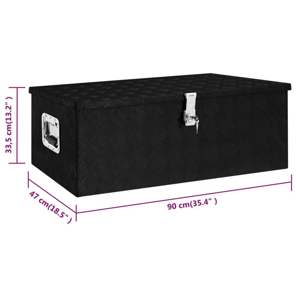 vidaXL Storage Box Black 35.4"x18.5"x13.2" Aluminum. Picture 8