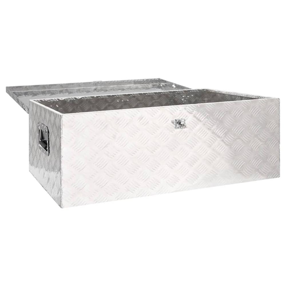 vidaXL Storage Box Silver 39.4"x21.7"x14.6" Aluminum. Picture 5