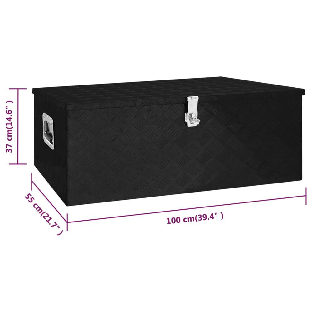 vidaXL Storage Box Black 39.4"x21.7"x14.6" Aluminum. Picture 8