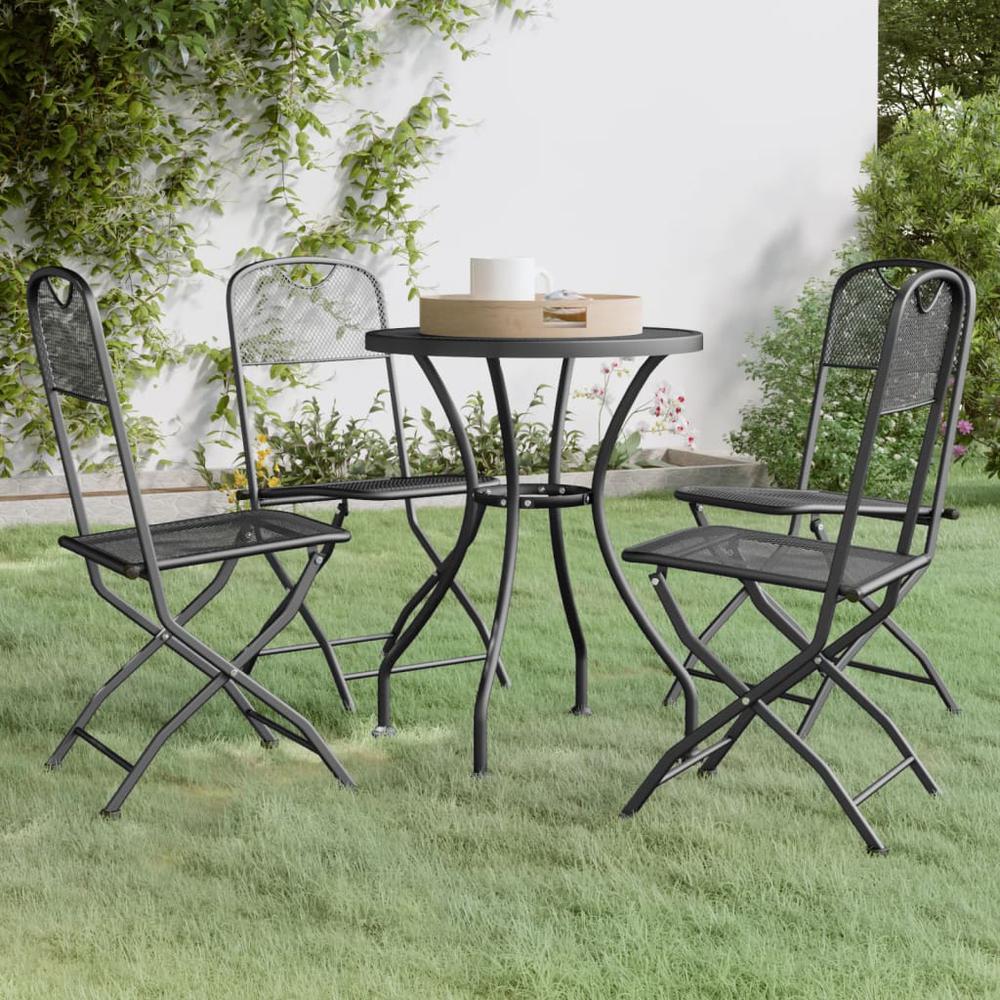 5 Piece Patio Dining Set Expanded Metal Mesh Anthracite. Picture 11