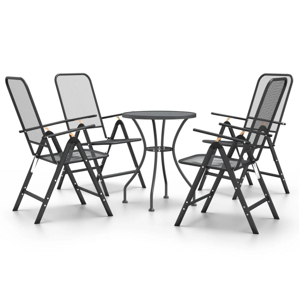 5 Piece Patio Dining Set Expanded Metal Mesh Anthracite. Picture 1