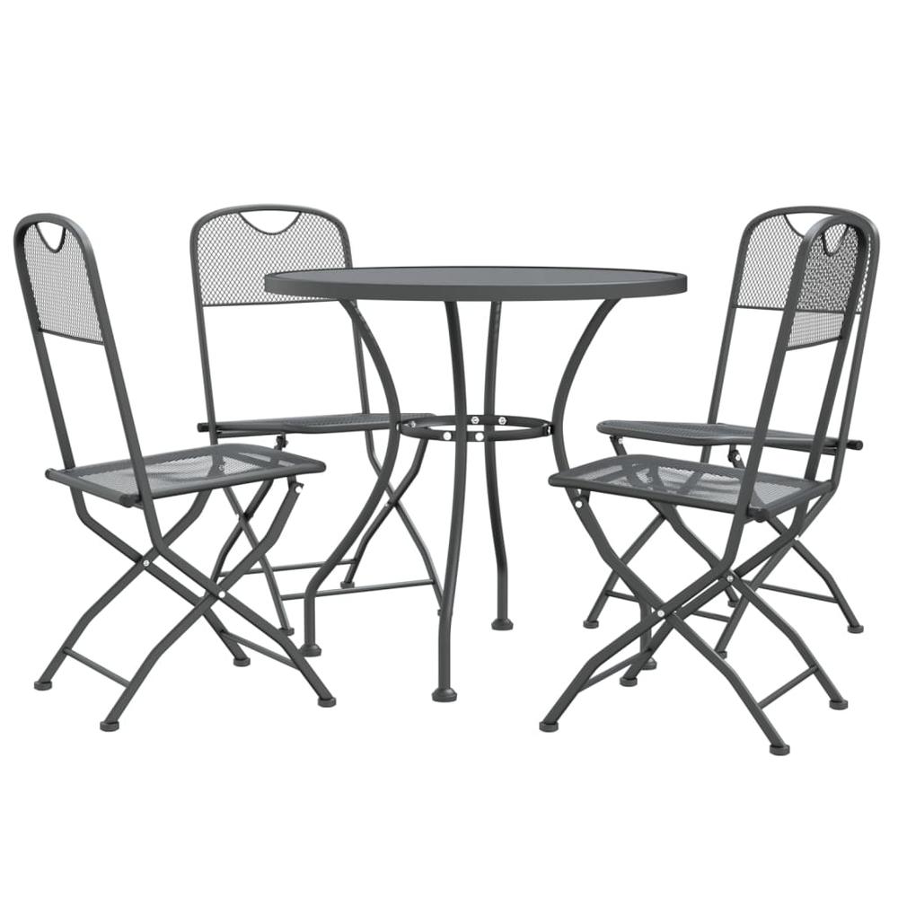 5 Piece Patio Dining Set Expanded Metal Mesh Anthracite. Picture 2