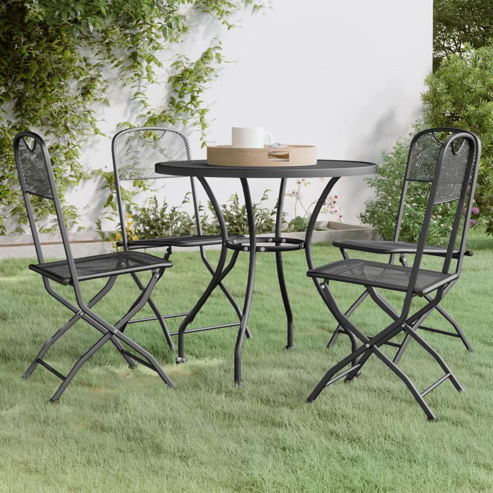 5 Piece Patio Dining Set Expanded Metal Mesh Anthracite. Picture 11