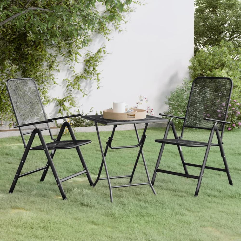 3 Piece Patio Dining Set Expanded Metal Mesh Anthracite. Picture 12