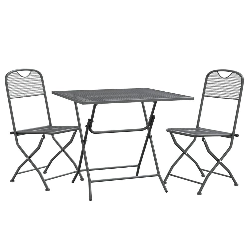 3 Piece Patio Dining Set Expanded Metal Mesh Anthracite. Picture 2