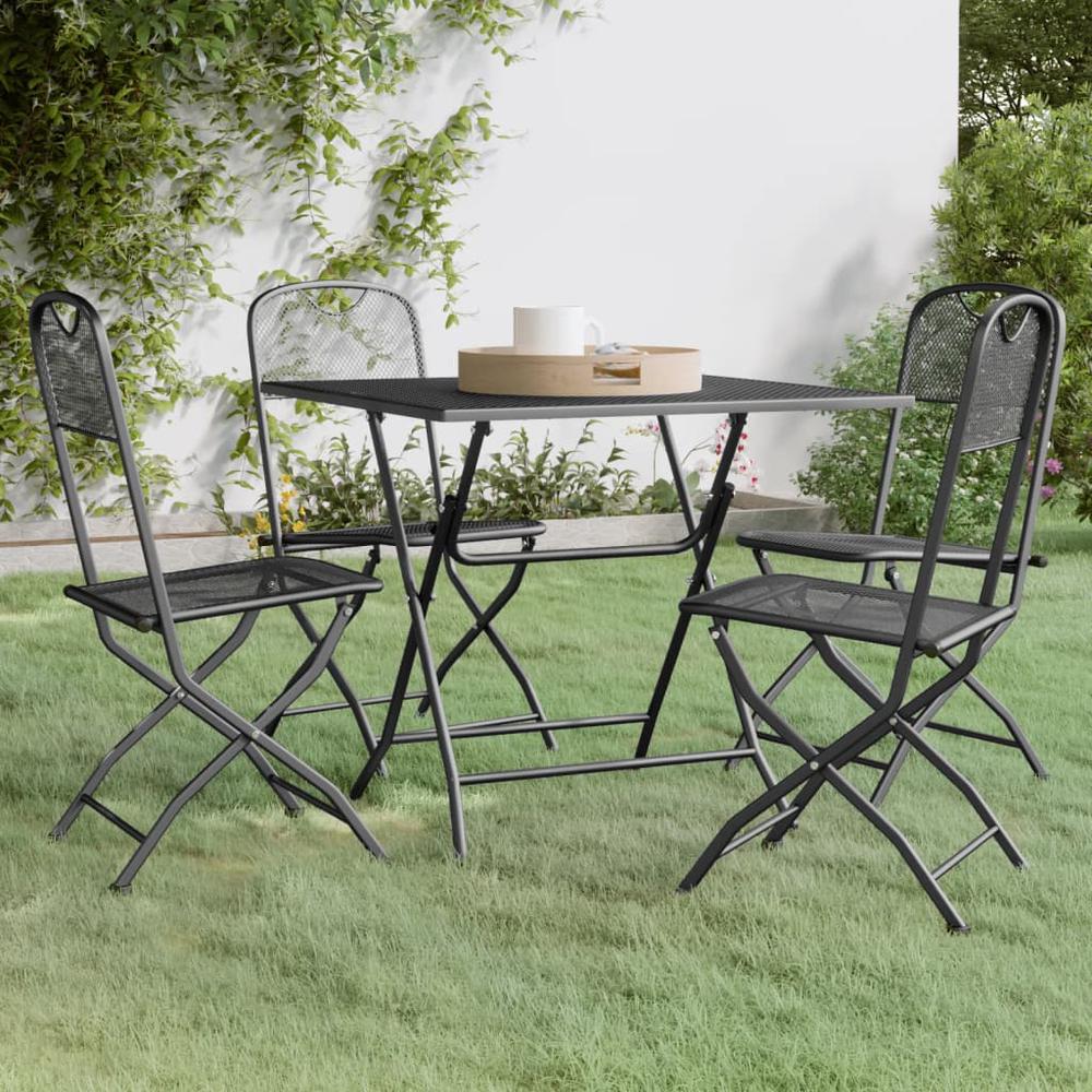 5 Piece Patio Dining Set Expanded Metal Mesh Anthracite. Picture 12